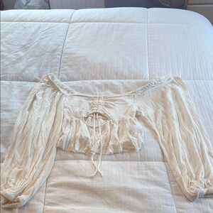 Urban Outfitters Cream Balloon Sleeve Sleep Top